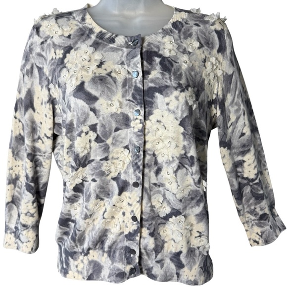 Talbots Petites Silk Blend Cardigan Mori Kei Elvin Enchanted Forest Fairy Size M - Picture 2 of 9